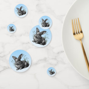 Confettis Lapin gris mignon sur un ciel bleu
