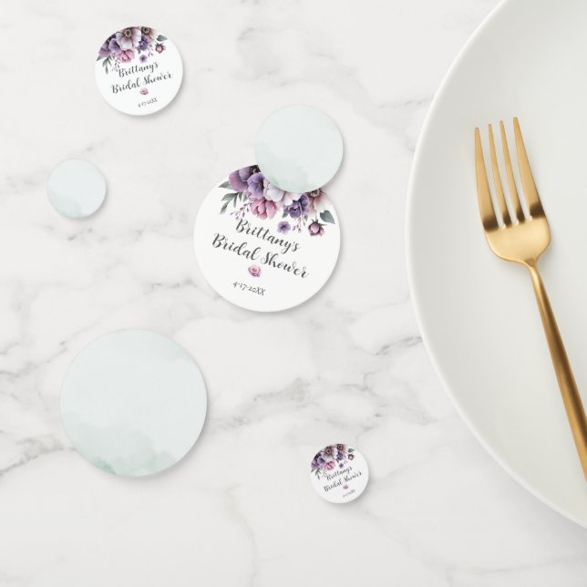 Confettis Lavande de Fêtes des mariées et fleurs vertes (Groupe)