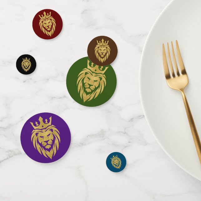Confettis Lion Avec Couronne - Style Or 3 (Groupe)