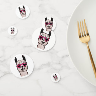 Confettis Llama cool avec lunettes de coeur