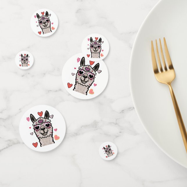 Confettis Llama cool avec lunettes de coeur (Groupe)