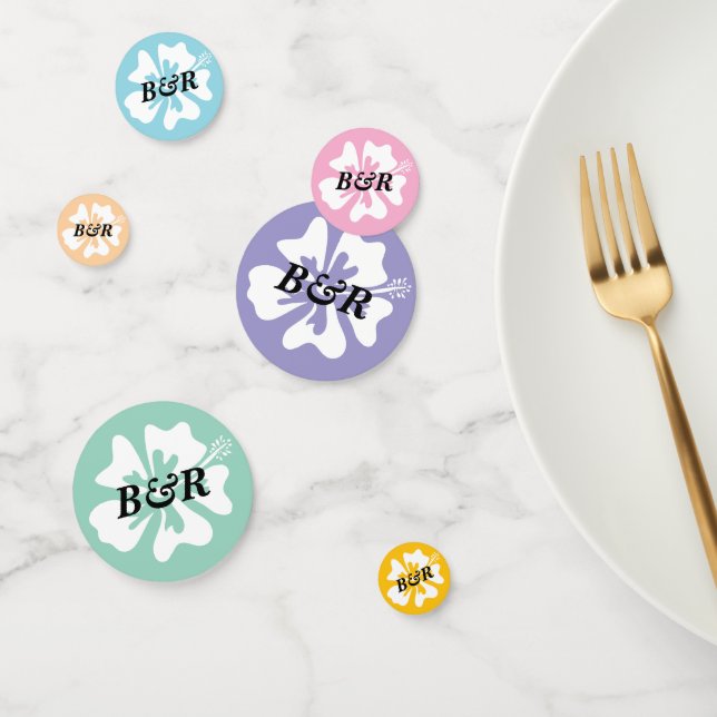 Confettis Logos de fleurs Hibiscus colorés personnalisés (Groupe)