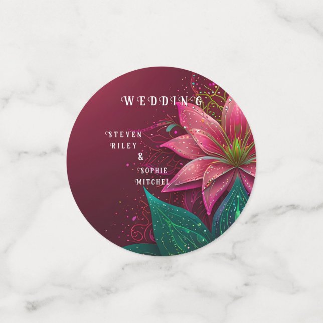 Confettis Luxueuse Suite de Faire-part de mariage Florales (Petit recto)