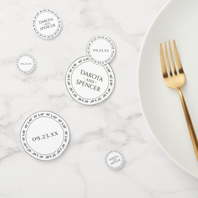 Confettis M. et M. Simple Modern Black White Party (Groupe)