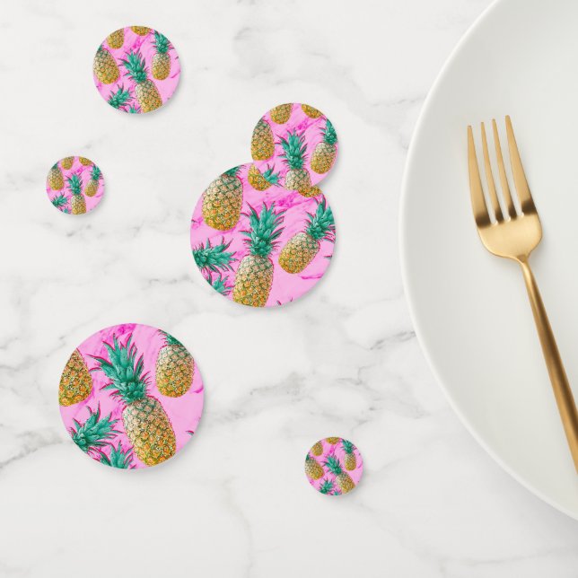 Confettis Marbre Rose Chaud Moderne Tropicale Ananas Chic (Groupe)