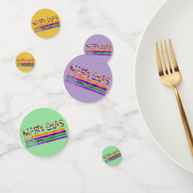 Confettis Mardi Gras violet vert jaune (Groupe)