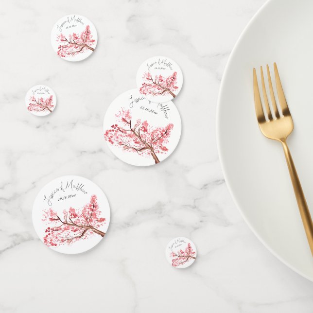 Confettis Mariage aquarelle Fleur de cerisier rose (Groupe)