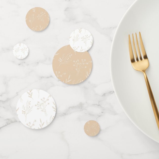 Confettis Mariage Boho Floral Blanc Beige Corner (Groupe)