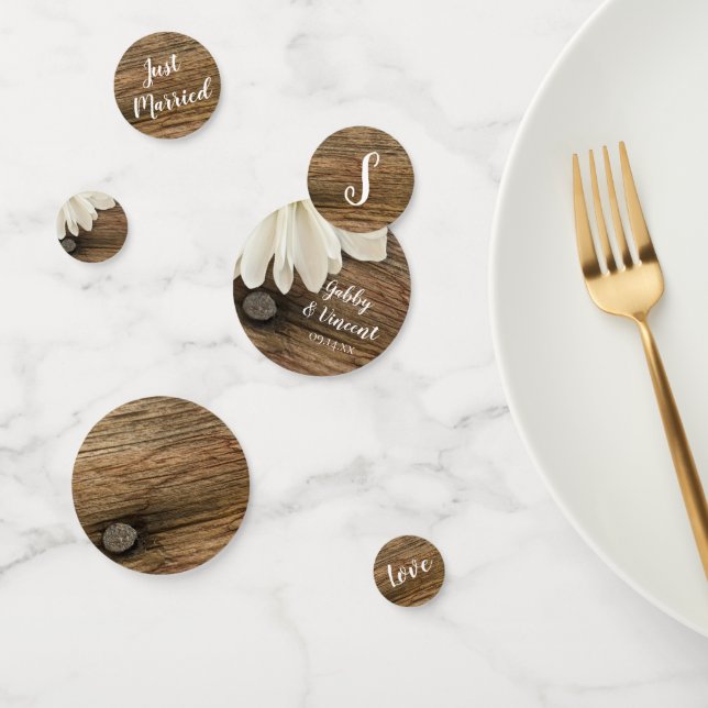 Confettis Mariage campagnard blanc de marguerite et de grang (Groupe)