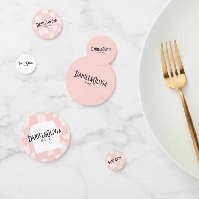 Confettis Mariage Carré rose (Groupe)