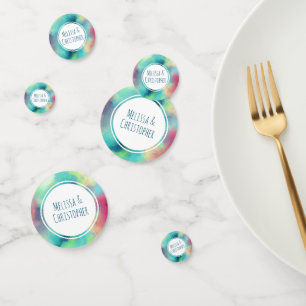 Confettis Mariage d'aquarelle moderne Green & Red Space