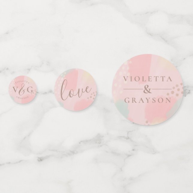 Confettis Mariage d'art Abstrait Pastel rose joyeux (Devant)