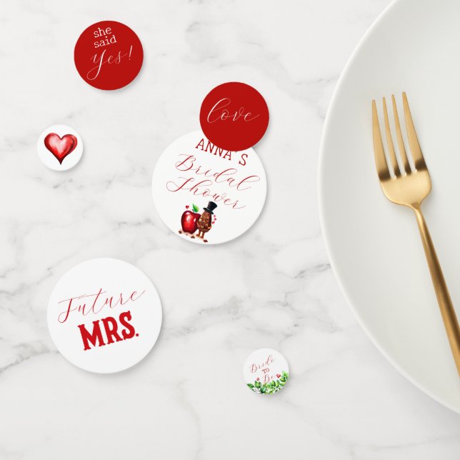 Confettis Mariage de la Mariée Pomme Rouge (Groupe)