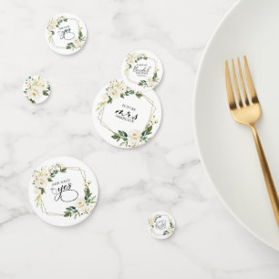 Confettis Mariage Fleurs Blanches Géométriques Verdure Showe