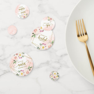 Confettis Mariage Fleurs Rose Pâle Géométrique Or