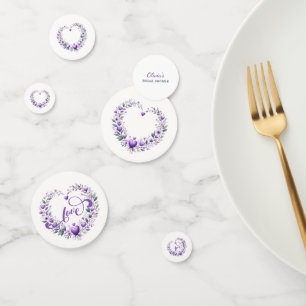 Confettis Mariage Fleurs Violettes Cœurs Shower