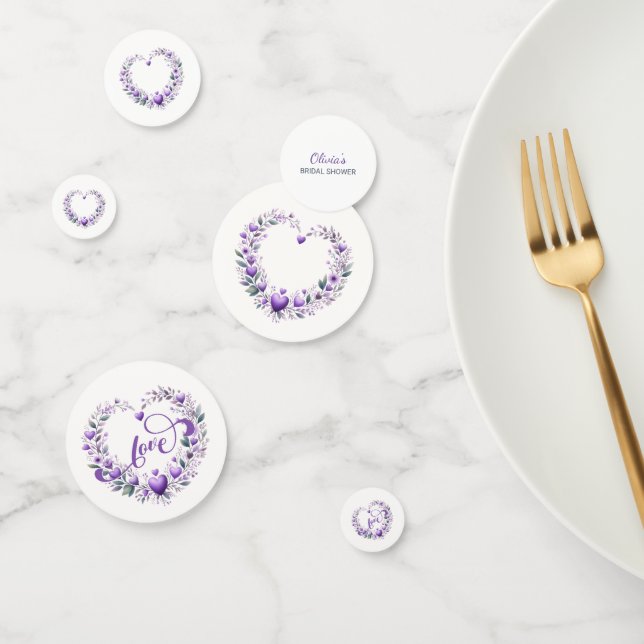 Confettis Mariage Fleurs Violettes Cœurs Shower (Groupe)