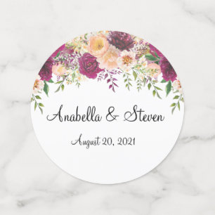 Confettis Mariage Floral Bourgogne Rose Aquarelle personnali