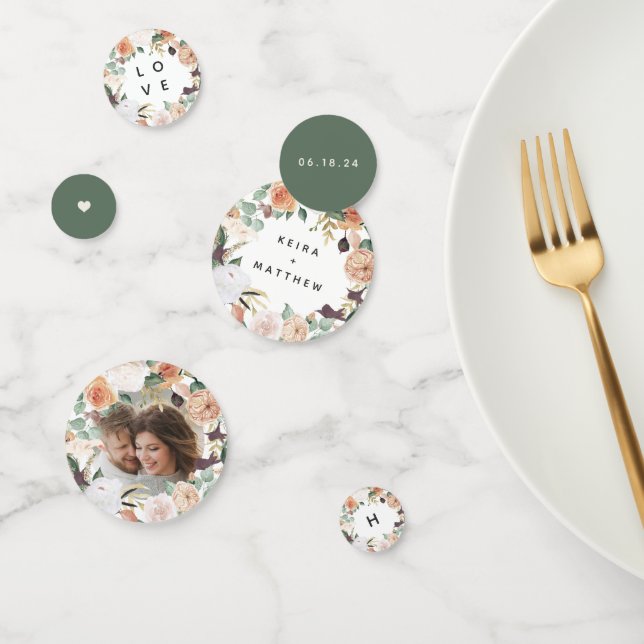 Confettis Mariage floral moderne personnalisé Boho Blooms (Groupe)