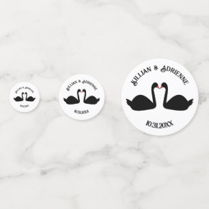 Confettis Mariage gothique Baiser Black Swans Personnalisé