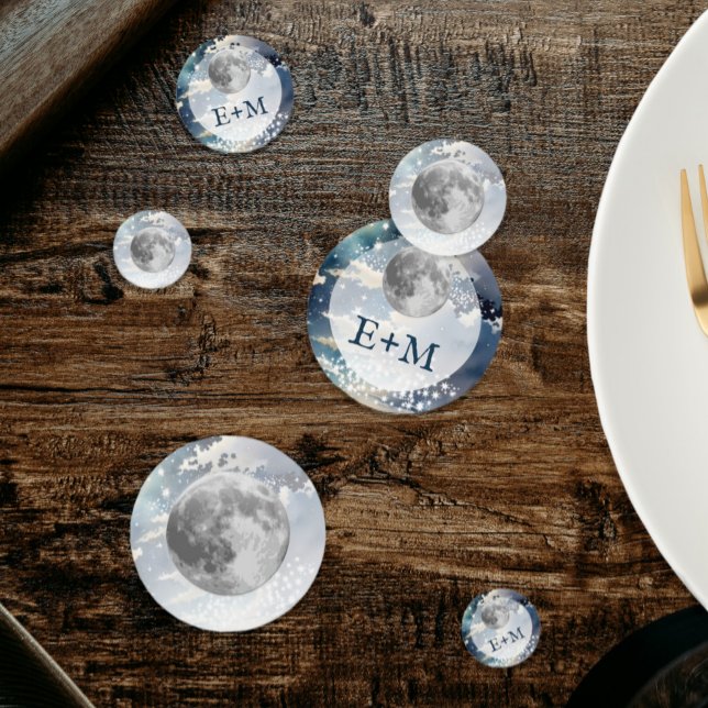 Confettis Mariage lunaire du ciel nocturne (Lunar Night Sky Wedding Table Confetti)