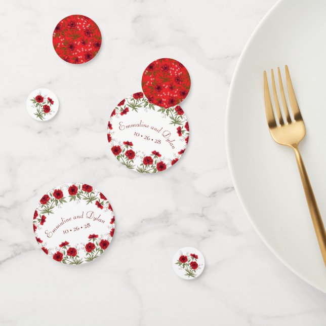 Confettis Mariage Romantique Rose Rouge (Groupe)
