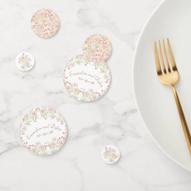 Confettis Mariage Roses Roses Pâles (Groupe)