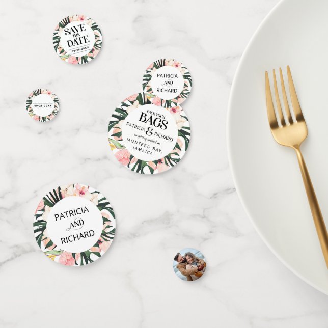 Confettis Mariage Tropical de Destination Enregistrer la Dat (Groupe)