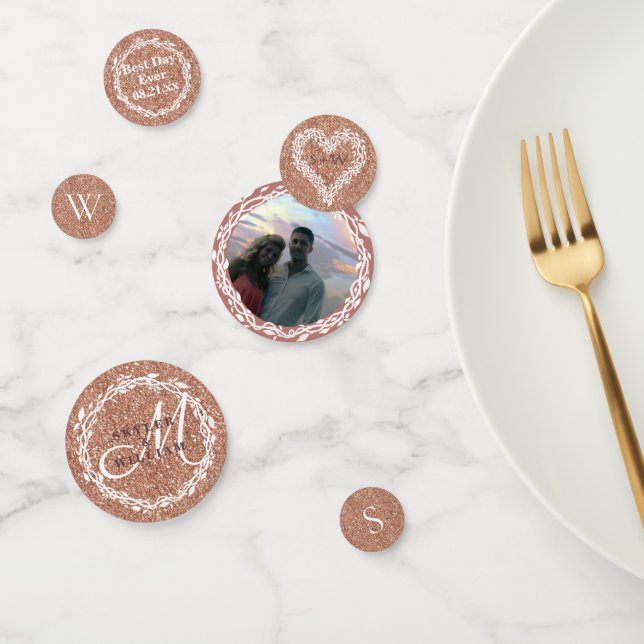 Confettis Mariage Woodsy Elegant Rose Gold Ajouter votre pho (Groupe)