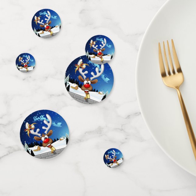 Confettis Mème de Noël drôle de renne qui regarde par-dessus (Groupe)