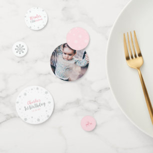 Confettis Merveilleux Anniversaire Fille 1 an Hiver Argent e