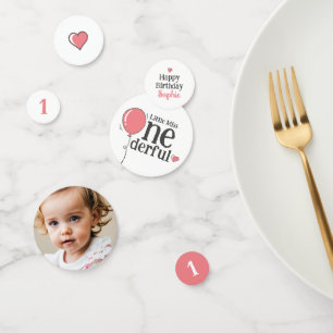 Confettis Miss Onederday Pink Photo personnalisée