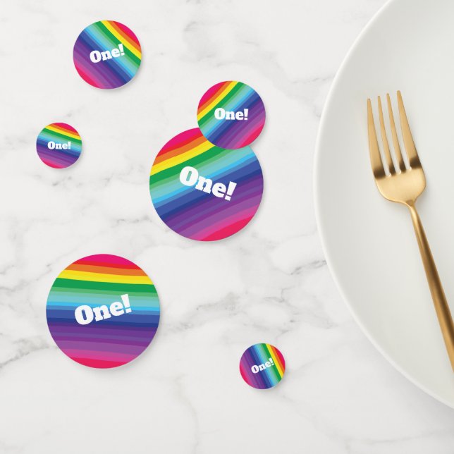 Confettis Mod Rainbow Colorée 1ère fête d'anniversaire (Groupe)