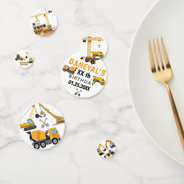 Confettis Modern Construction Simple Kid's Birthday (Groupe)