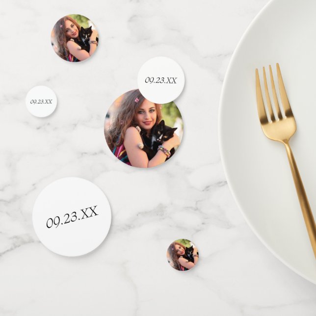 Confettis Moderne Ajouter votre propre photo et date Texte d (Groupe)