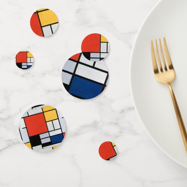 Confettis Mondrial Composition Rouge Jaune Bleu Noir (Groupe)