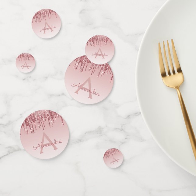 Confettis Monogramme rose Parties scintillant à huile or (Groupe)