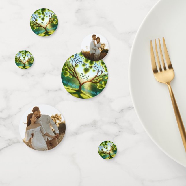 Confettis Monogramme vert romantique Ajouter Mariage photo C (Groupe)