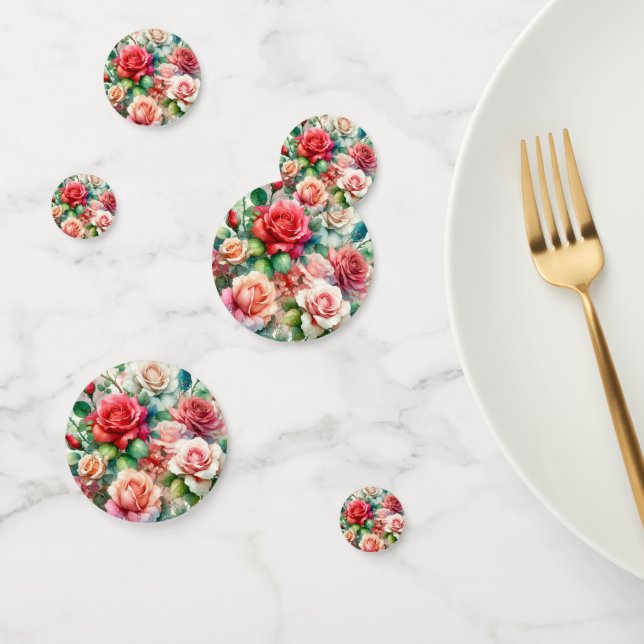 Confettis Motif de rose fantaisiste (Groupe)