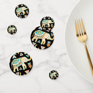 Confettis Motif d'éléphants indiens colorés