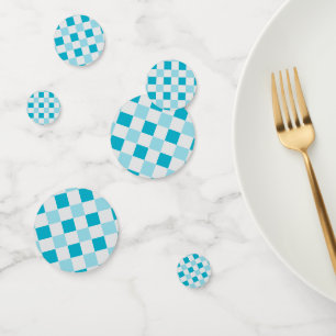 Confettis Motif en damier blanc et bleu