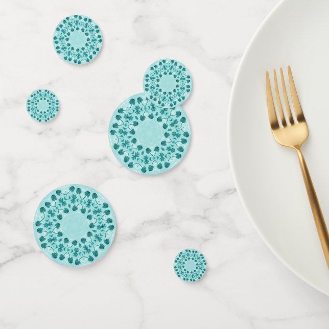 Confettis Motif floral, bleu Turquoise (Groupe)