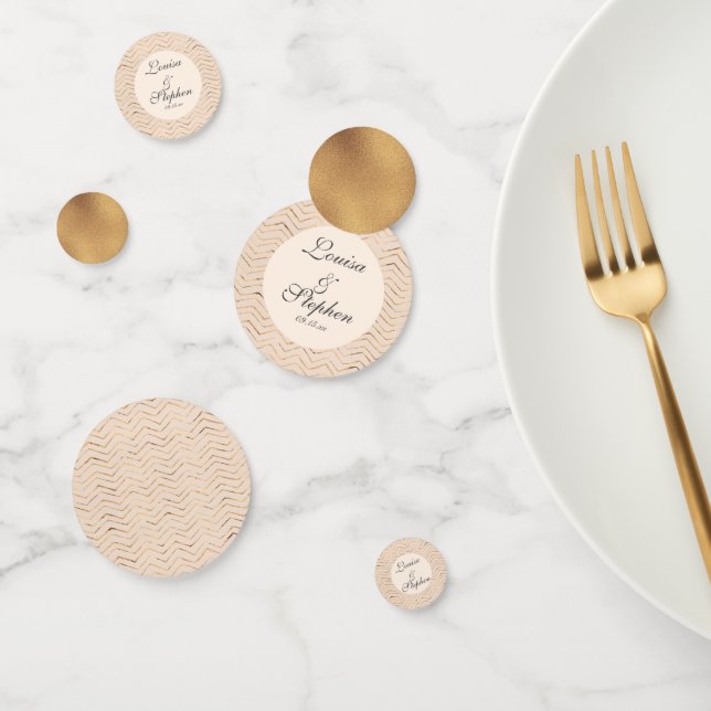 Confettis Motif Peach et Gold Chevron (Groupe)