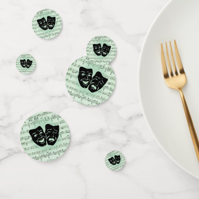 Confettis Musique verte et masques grecs de théâtre (Groupe)