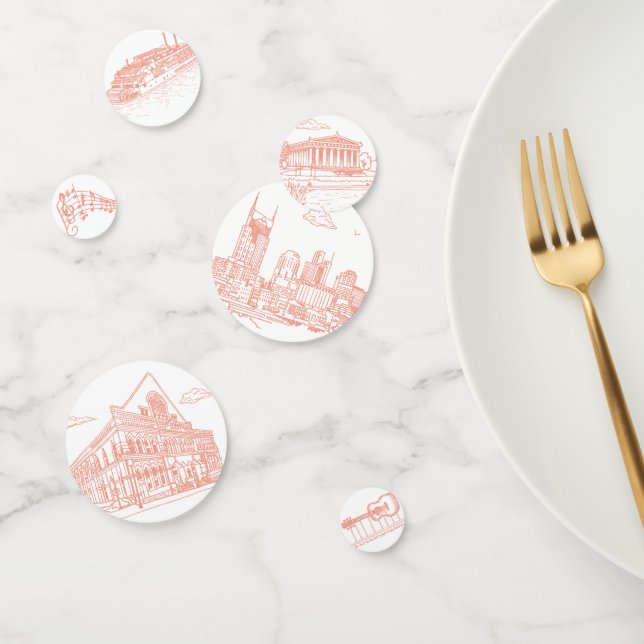 Confettis Nashville Toile Rose Corail (Groupe)