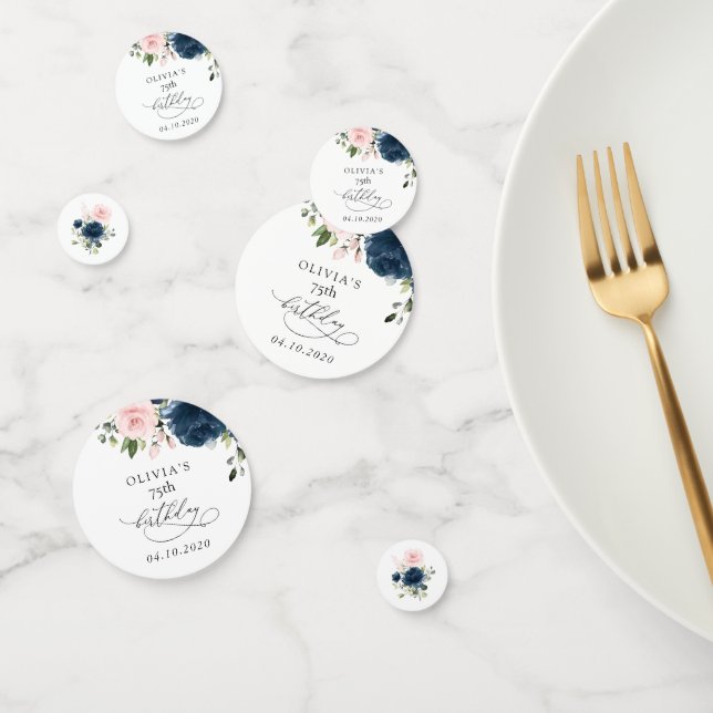 Confettis Navy Blue Flowers, Pink Flowers, Boho, Birthday (Groupe)