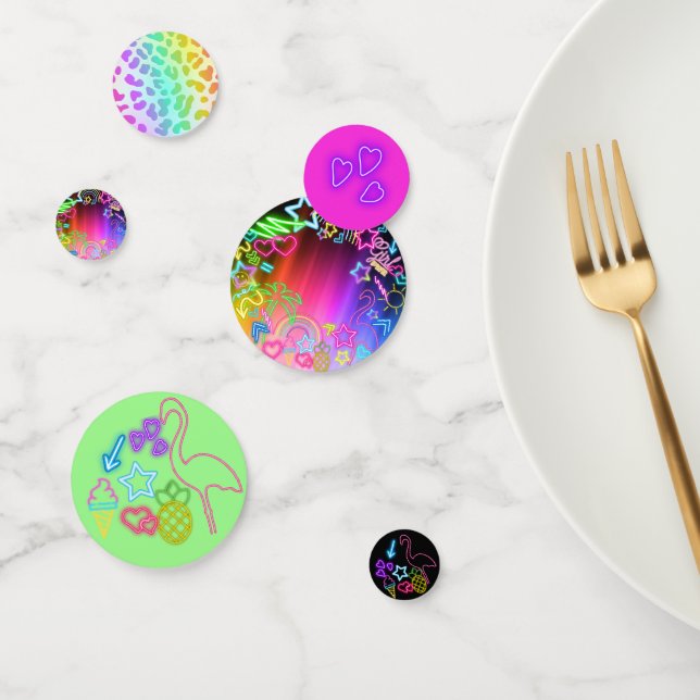 Confettis Neon Glow in Dark, Rainbow Cheetah print (Groupe)