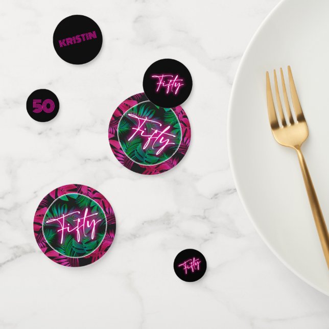 Confettis Neon Pink Tropical 50e anniversaire (Groupe)