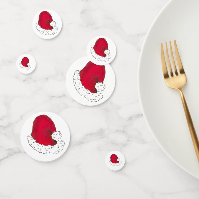 Confettis Noël Casquette du Père Noël Rouge Joyeuses fêtes (Groupe)