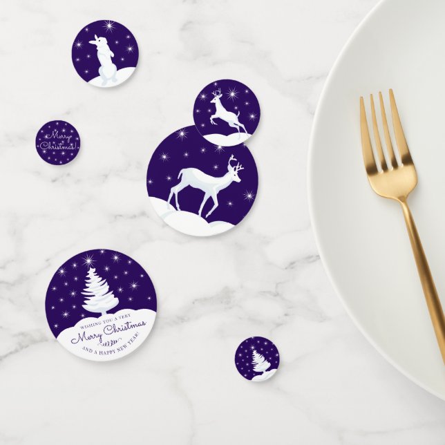 Confettis Noel renne Bunny Tree Neige Nuit étoile Ciel (Groupe)